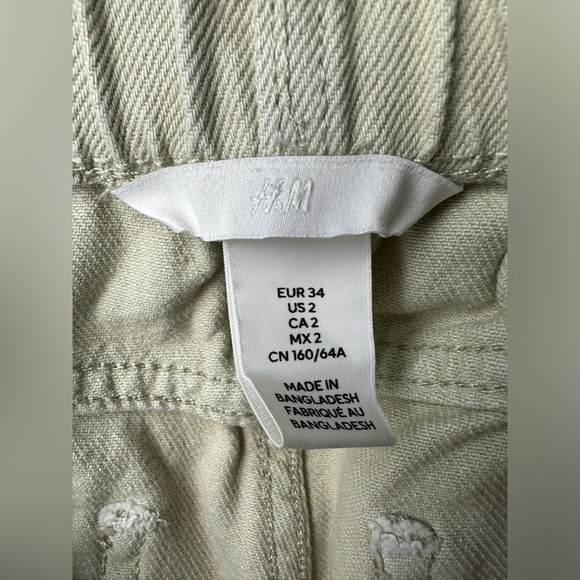 H&M High Waist Twill Pants - Pale Green Size2 - Picture 2 of 4